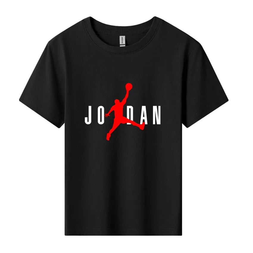 JD Letter Print Summer Cotton Kids Brand Sports Short Sleeve Kids Girls T-shirt Boy Fashion Sports short sleeve Children's Tops
