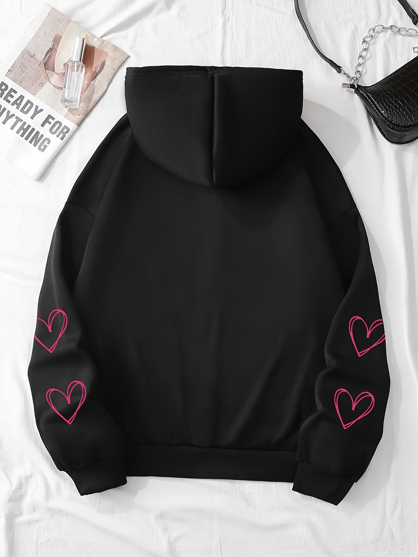 Heart-Shaped Spider Web Hoodie - Loose Fit & Comfy, Adjustable Drawstring, Zipper Detail, Pockets, Long Sleeves Sweatshirt - Fashionable Casual Wear for Women